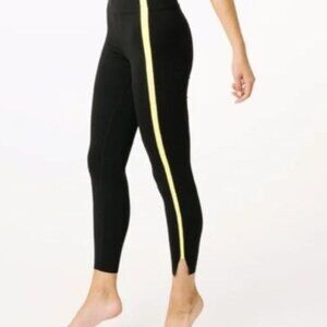 ZYIA Active Black and Yellow Neon Stripe 7/8 Leggings